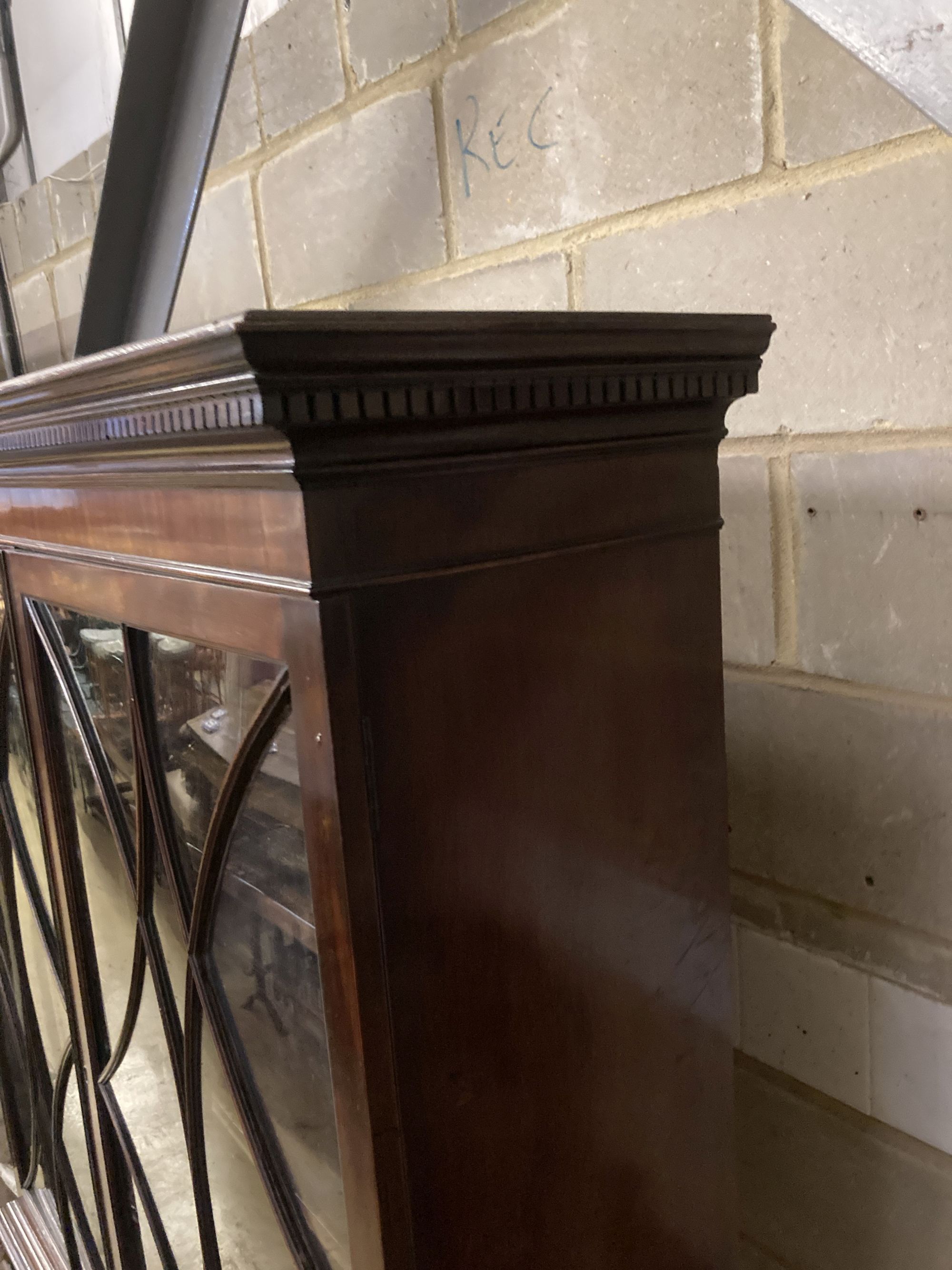 An early 20th century Chippendale revival glazed mahogany bookcase, width 120cm, depth 35cm, height 169cm